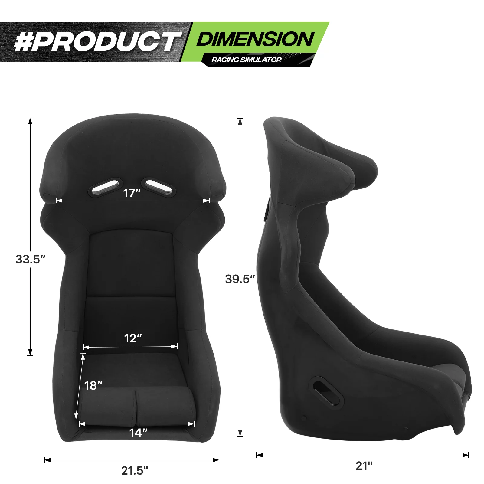Magshion Racing Bucket Seat, Racing Simulator Game Seat with Adjustable Slide & Angle, Racing Seat for Racing Simulator Cockpit Wheel Stand, Black