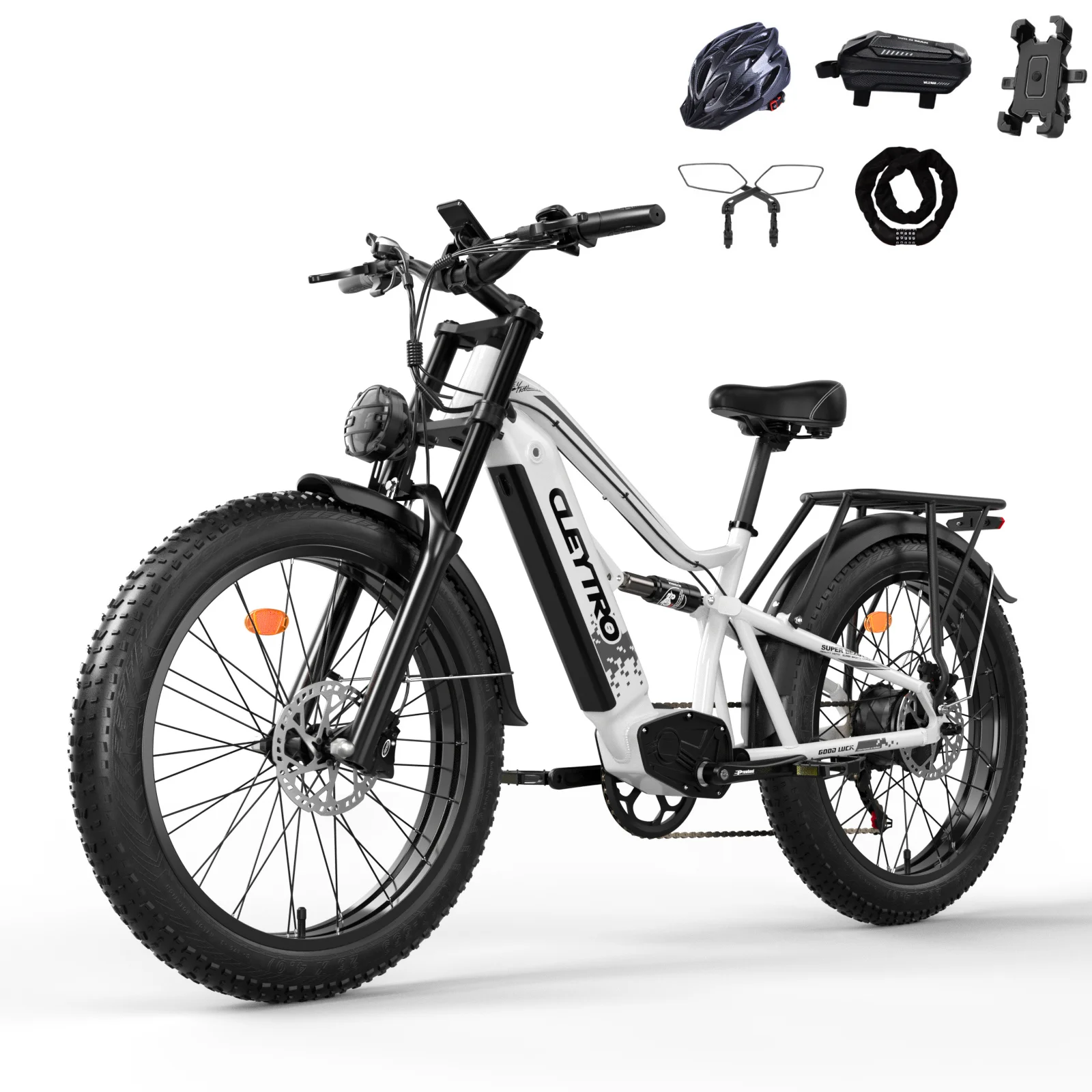 Adult Electric Bike 750W, 52V 19Ah Removable Lithium Battery, 26 Inch Fat Tire Snow Beach Mountain Electric Bike, Dual Hydraulic Disc Brakes, Dual Suspension, 7-Speed Electric Bike - Curated Treasures Market