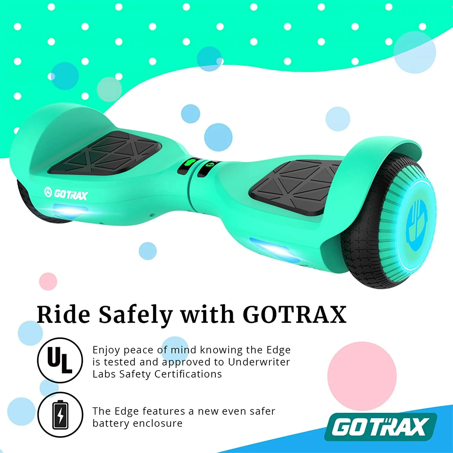 Gotrax Edge Hoverboard for Kids Adults, 6.5 Tires 6.2mph & 2.5 Miles Self Balancing Scooter, Black