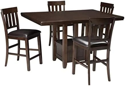 haddigan traditional rectangular 36" counter height dining extension table, dark brown