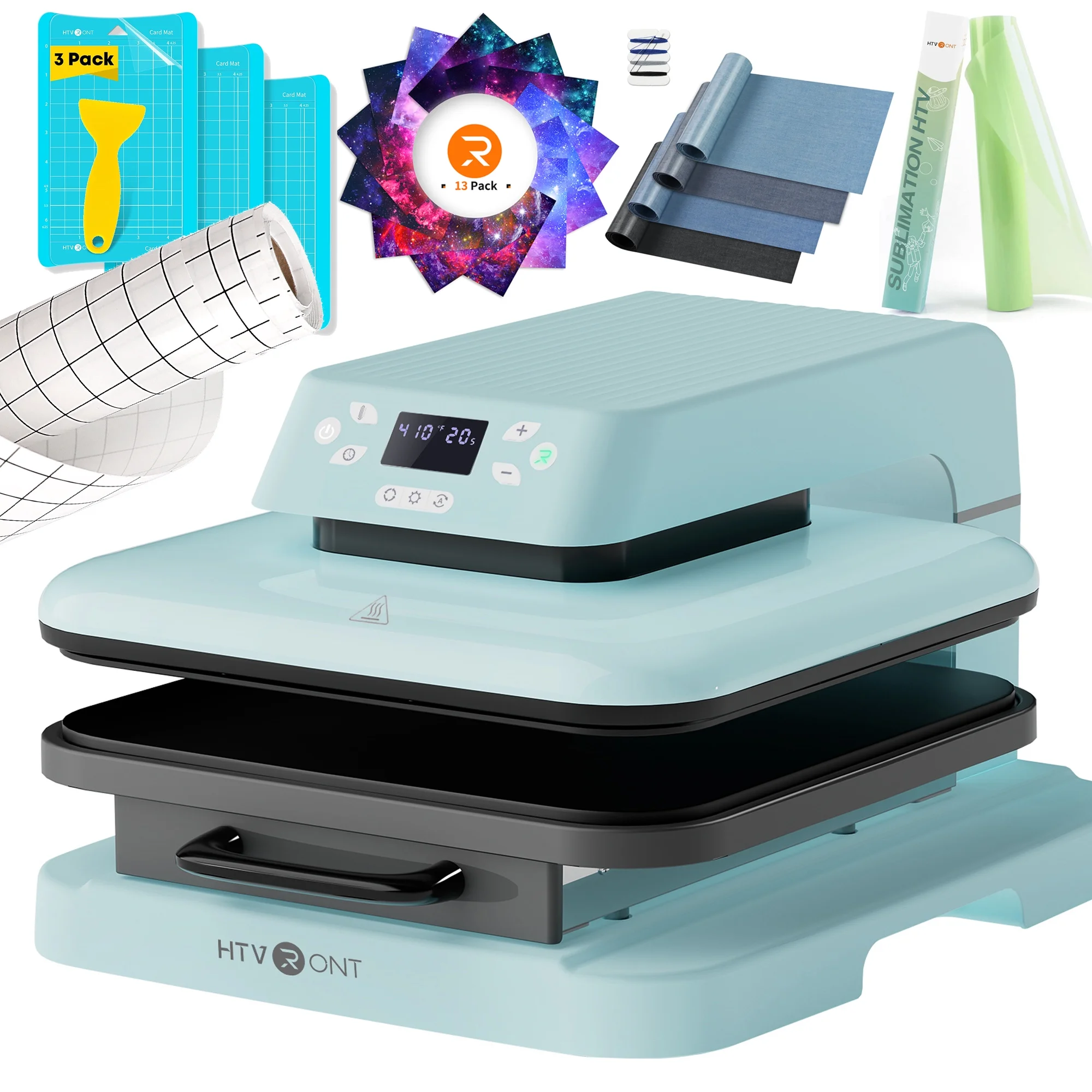 HTVRONT 1500W 15"x15" Auto Heat Press Machine Bundle, Sublimation Printer Transfer HTV Vinyl