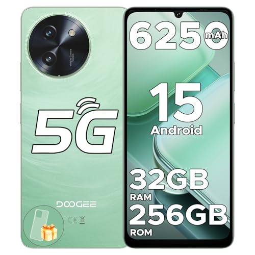 DOOGEE Note 59 Pro Unlocked Cell Phone 5G Android 15,32GB+256GB/TF 2TB Android Phone,6250mAh Battery,6.75"HD+120Hz Cellphone,16MP+8MP,5G Dual SIM Smartphone,Widevine L1/NFC/Face Unlock/Fingerprint/OTG