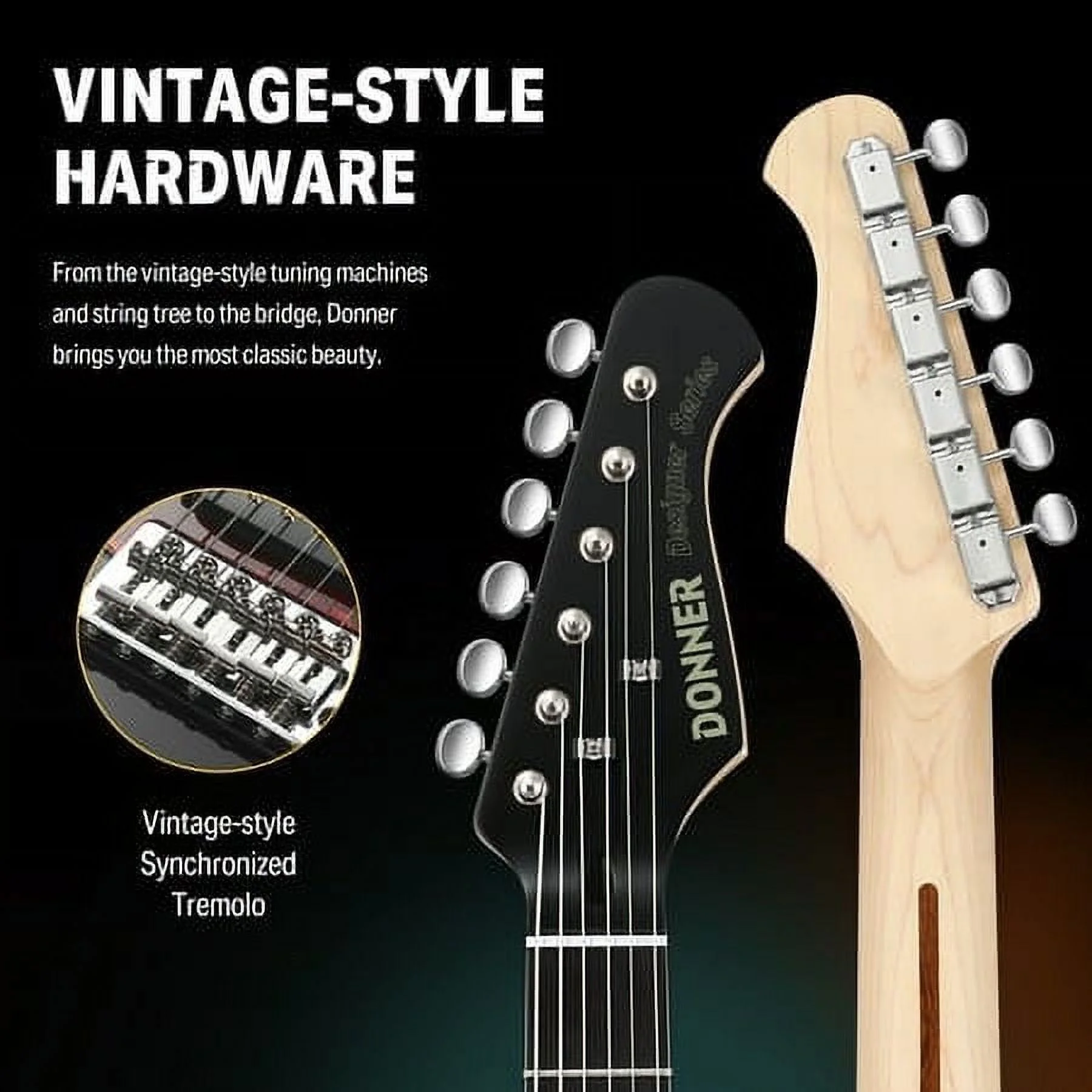 Donner 39 Inch Electric Guitar, Designer Series DST-200 Stylish Solid Body Guitar for Beginner Intermediate & Pro Players, Single Coil Split System, Bonus Bag, Cable, Strap