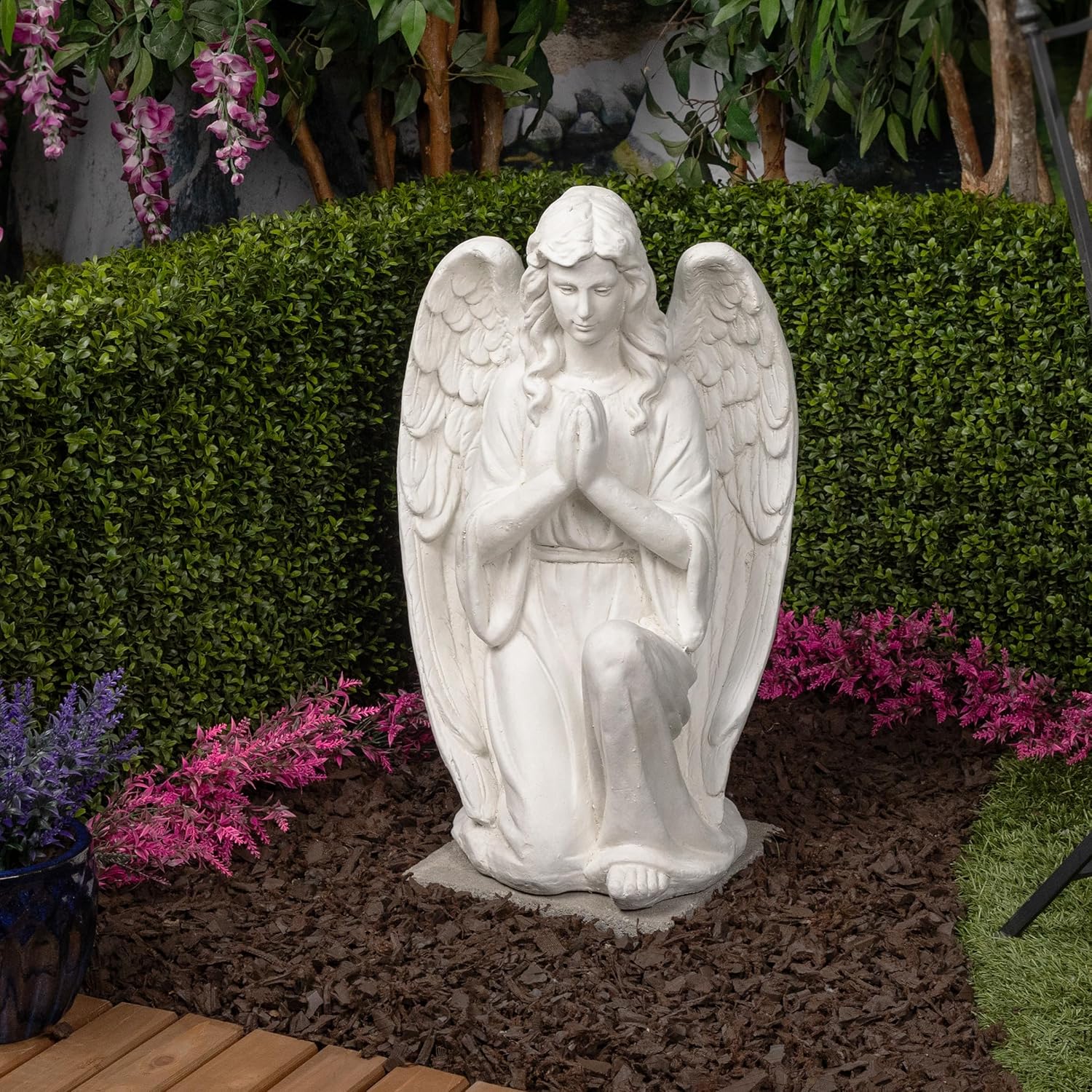 Alpine Corporation MCC830 Kneeling Praying Angel Statue STATUARY, White