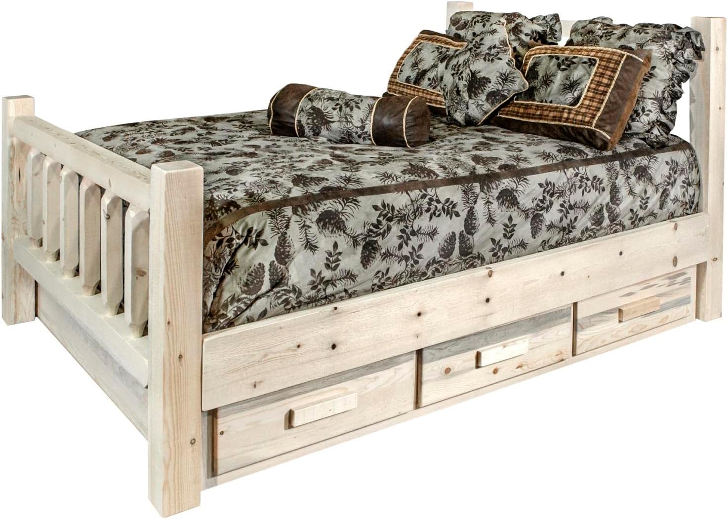 Montana Woodworks Homestead Collection Twin Bed with Storage, Clear Lacquer Finish