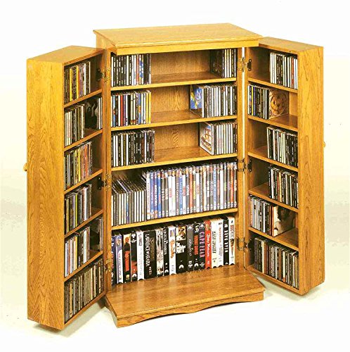 Solid Oak Multimedia Storage Cabinet with Classic Mission Style Doors, Espresso