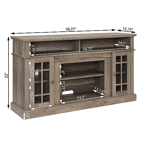 KUIKUI Electric Fireplace TV Stand for TVs up to 65", Electric Fireplace Stoves TV Console with Storage Space, Antique Entertainment Console Center with 23" Fireplace Insert for Living Room, Espresso