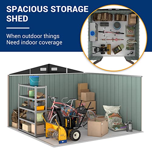 UDPATIO Outdoor Storage Shed 6 x 6 FT, Resin Garden Sheds with Floor Plastic Patio Outdoor Storage Shed with Lockable Door for Tool, Bike, Garbage Gray White