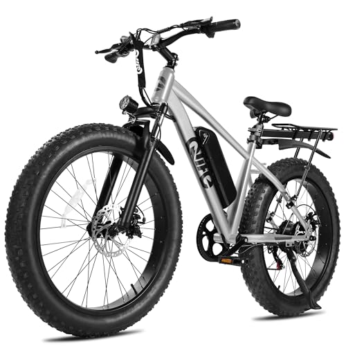 Racer Plus Adult Electric Bicycle, Peak 1000W Motor Electric Bike for Adults, Up to 28MPH 65Miles, 26x4.0 Fat Tire Electric Mountain Bike with 48V 13AH Battery, 7 Speed Front Suspension E Bike