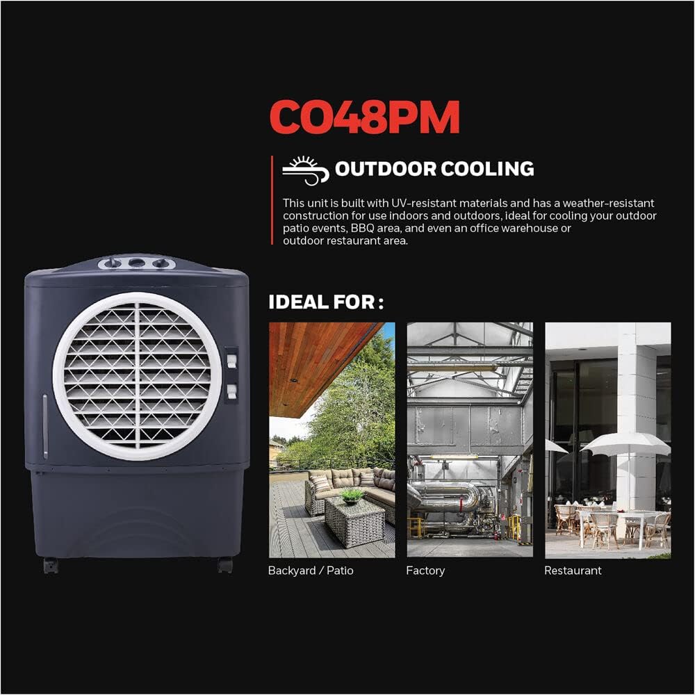 Honeywell Powerful 1062 CFM Outdoor Portable Evaporative Cooler with Fan, Long-Lasting Honeycomb Pads on 3 Sides & Copper Continuous Water Supply Connection