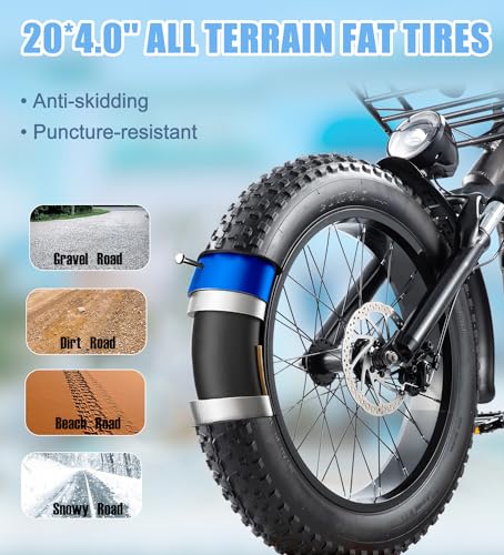 DAMSON Electric Bike for Adults 750W,48V 31.5AH Long-Range Adult Electric Bicycles, 20" Fat Tire Full Suspension Ebike, 25MPH Beach Mountain E Bike with Dual Disc Brakes,118Miles Range