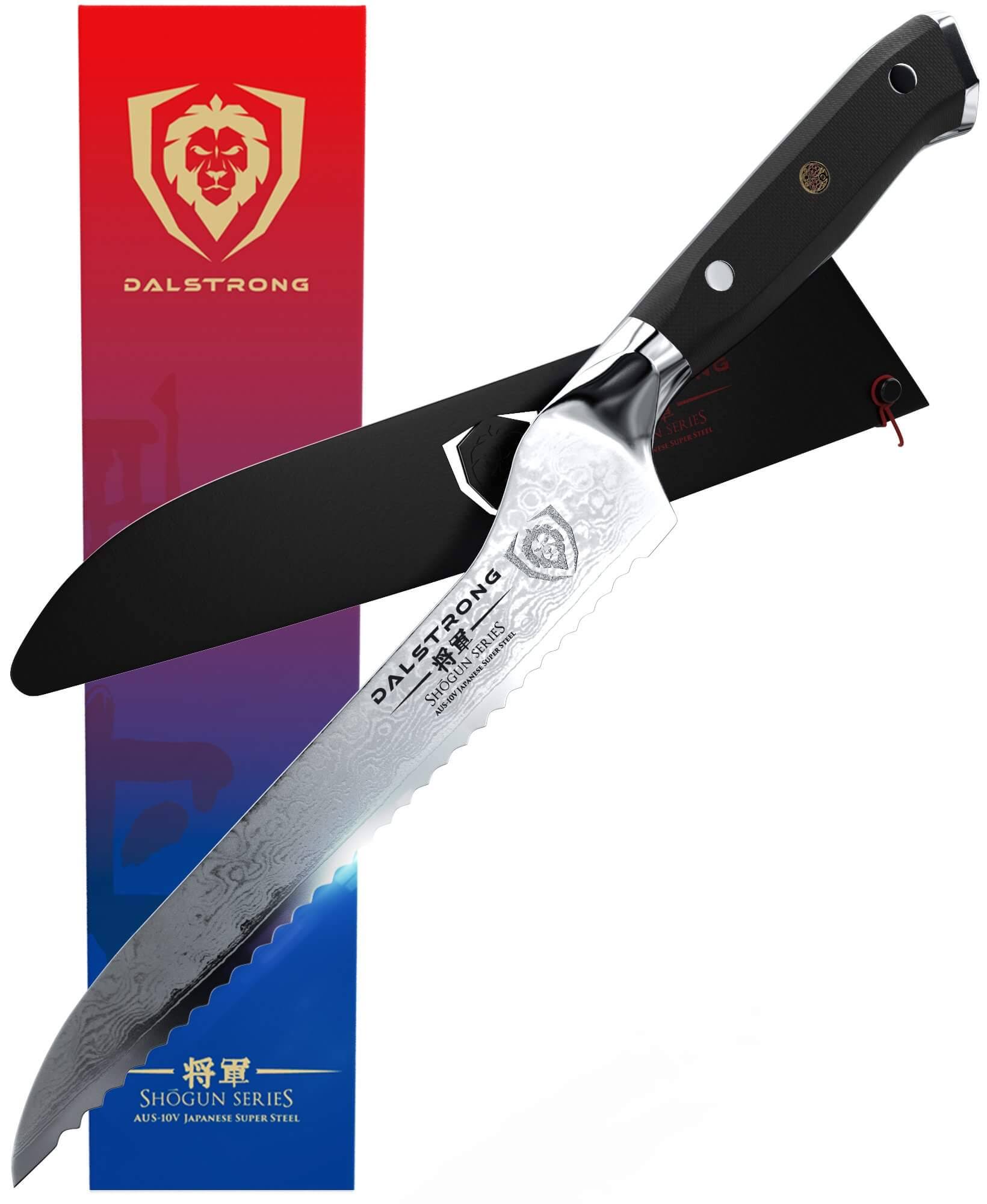 Dalstrong Serrated Offset Bread and Deli Knife- Shogun Series - Damascus - Aus-10v Japanese Super Steel - Vacuum Treated- 8 inch