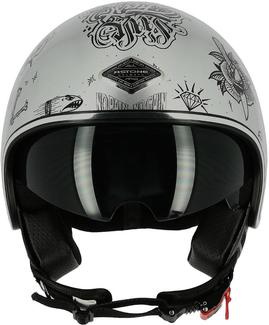 Astone Mini 66 Flash Tattoo Jet Helmet Silver L