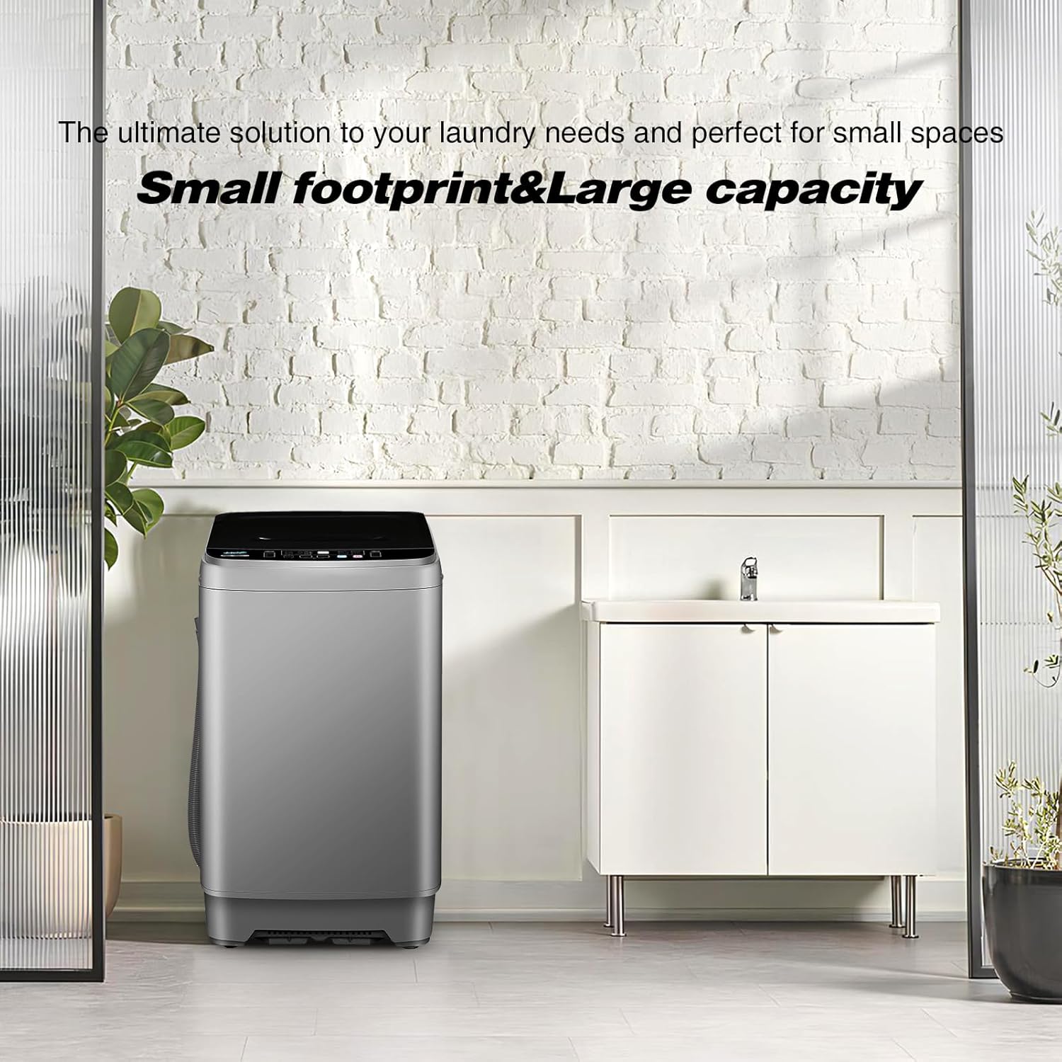 19lbs Full-Automatic Portable Washing Machine, Compact Washing Machine with Spin & Drain Pump & 10 Wash Program, 8 Water-Levels Low Noise Portable Washer for Apartment, Dorm, Home, RV(Grey)