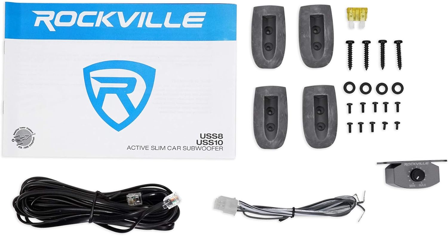 Rockville USS10 10" 800w Slim Under-Seat Active Powered Car/Truck Subwoofer Sub Black