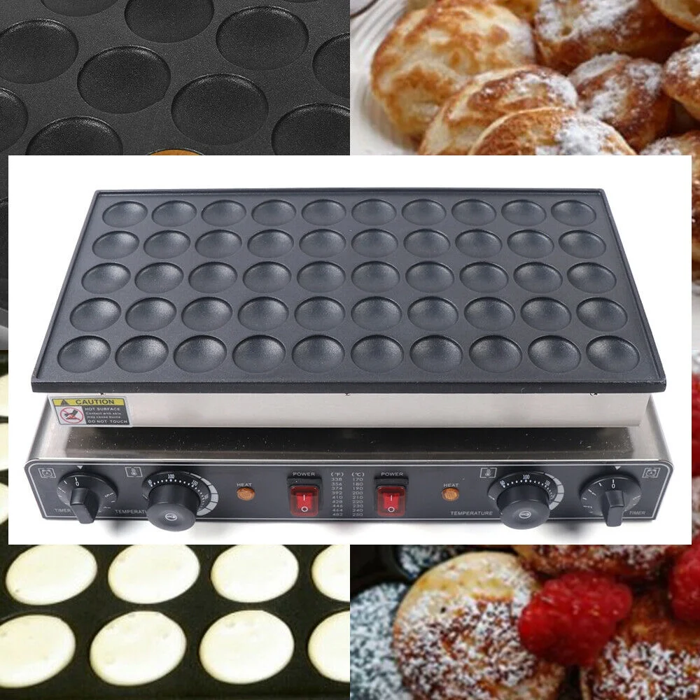 Cooker Machine Waffle Maker Nonstick Electric 50pcs Mini Dutch Pancake Baker Maker Iron 50pcs Mini Pancakes Maker Electric Dutch Baker Non-Stick Waffle Maker Machine Waffle Maker Iron Temp Control