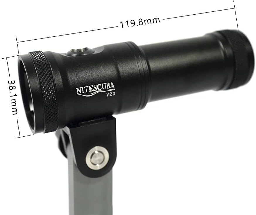 Dive Video Light 2000 Lumen Dive Photography Camera Light for gopro Dive LED Flashlight lamp, 100M/330FT Underwater Flood Light with White Beam red Beam 26650 Battery Rechargeable Torch NiteScuba V20
