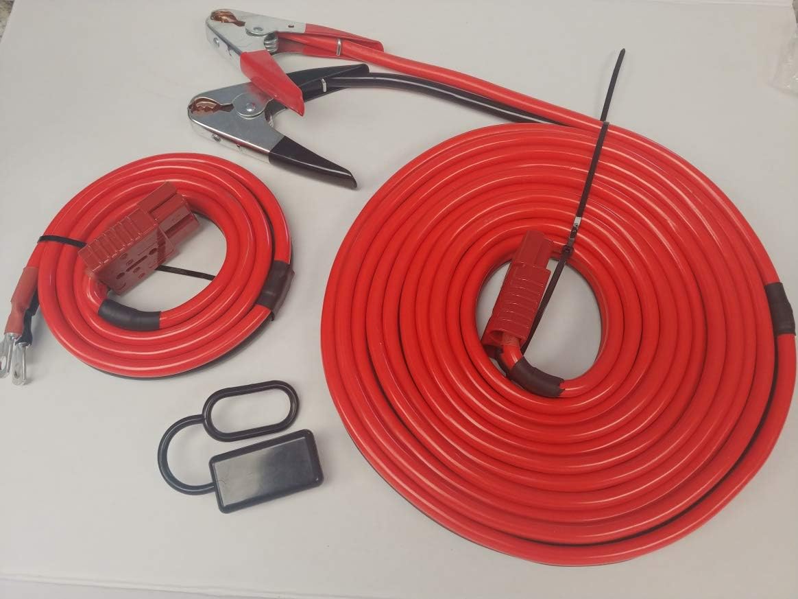 1GA 32FT Permanent Installation kit Jumper Battery Cables with QUICK-CONNECT Plug 32Ft Booster Jump-Start Pack of 2