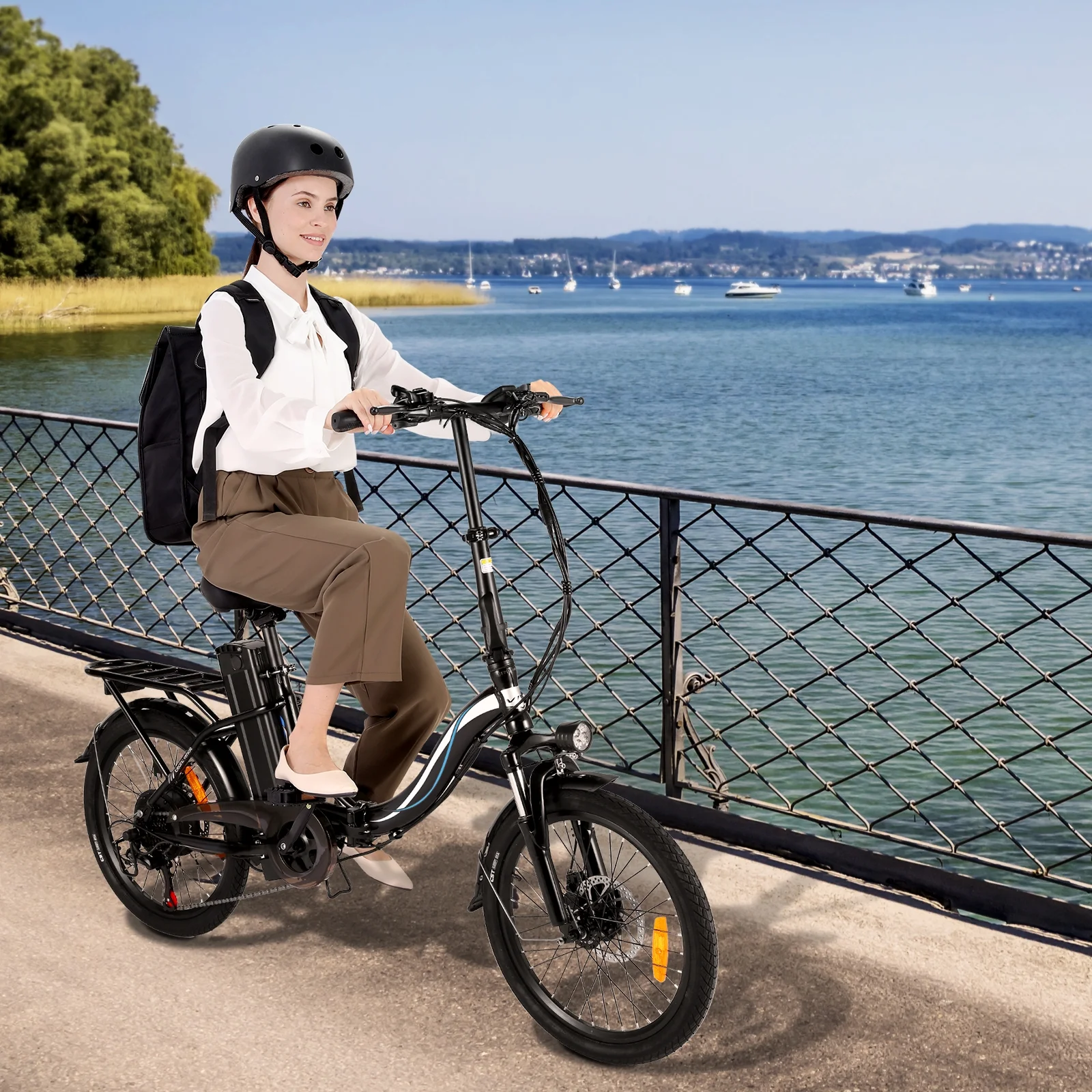 Elifine 500W Folding Electric Bike for Adults, 20" Foldable Ebike with 5 Riding Modes, 48V 7.8Ah Battery, 50 Miles Range Commuter City Electric Bicycle