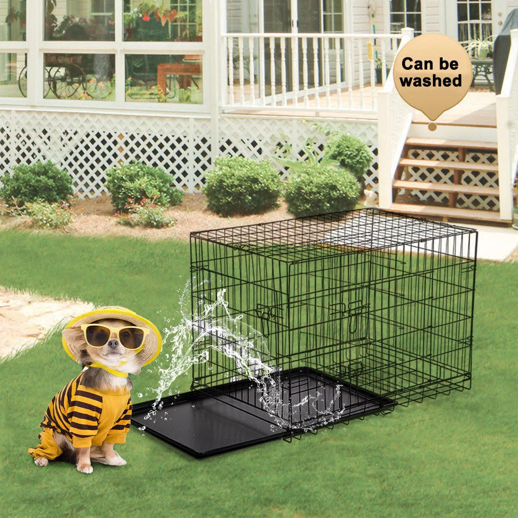 Bestpet 42x22 Pet Folding Dog Cat Crate Cage Kennel w/ABS Tray LC