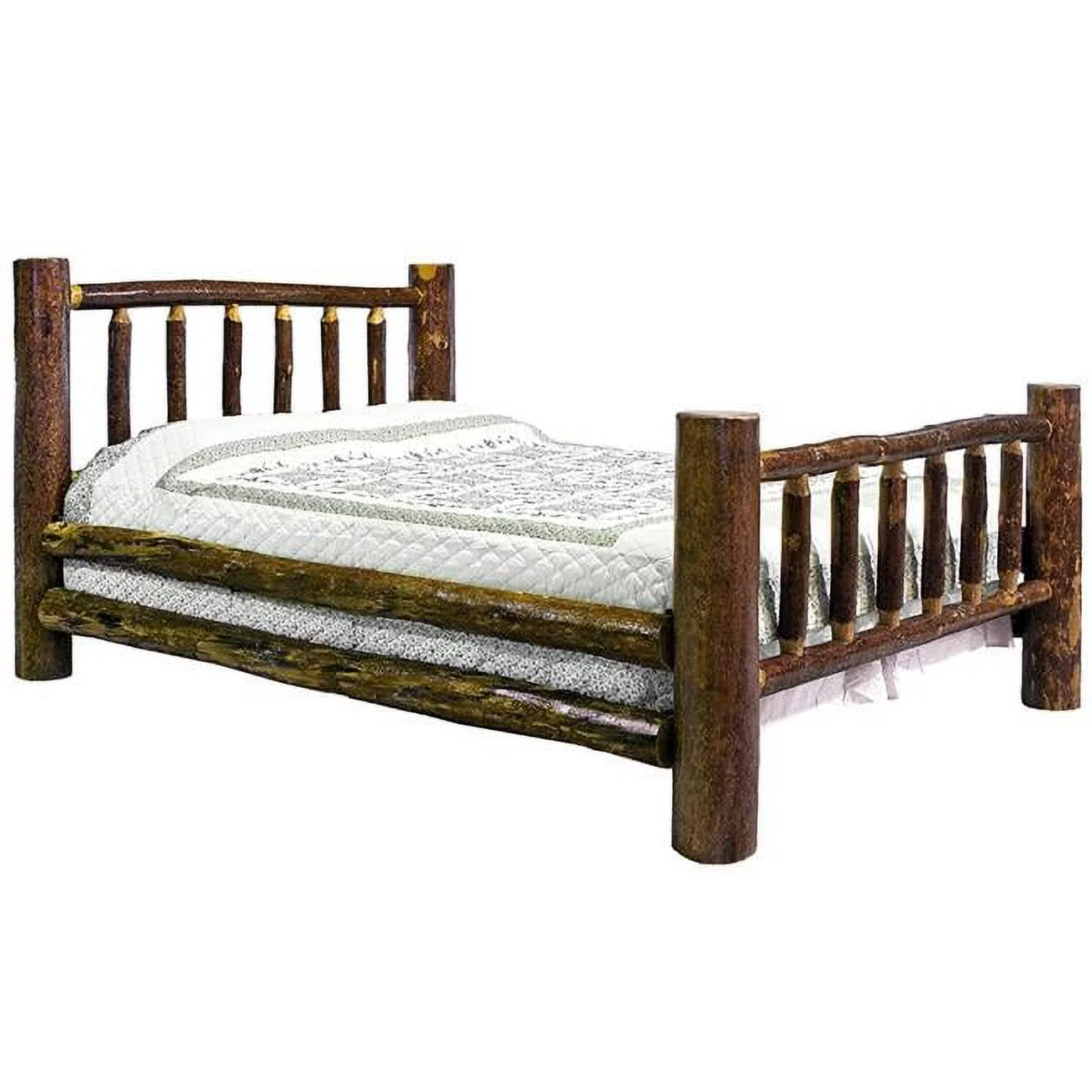 Montana Woodworks  Glacier Country Collection Bed with Laser Engraved Bronc, Queen