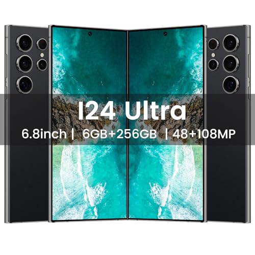 I24 Ultra 5G Unlocked Smartphone,6GB+256GB Fully Unlocked Cell Phone for Android 13, 6.8" Unlocked Cell Phone, 6800mAh, 48MP+108MP Dual Camera/Dual SIM/Fingerprint Lock/Face (White)