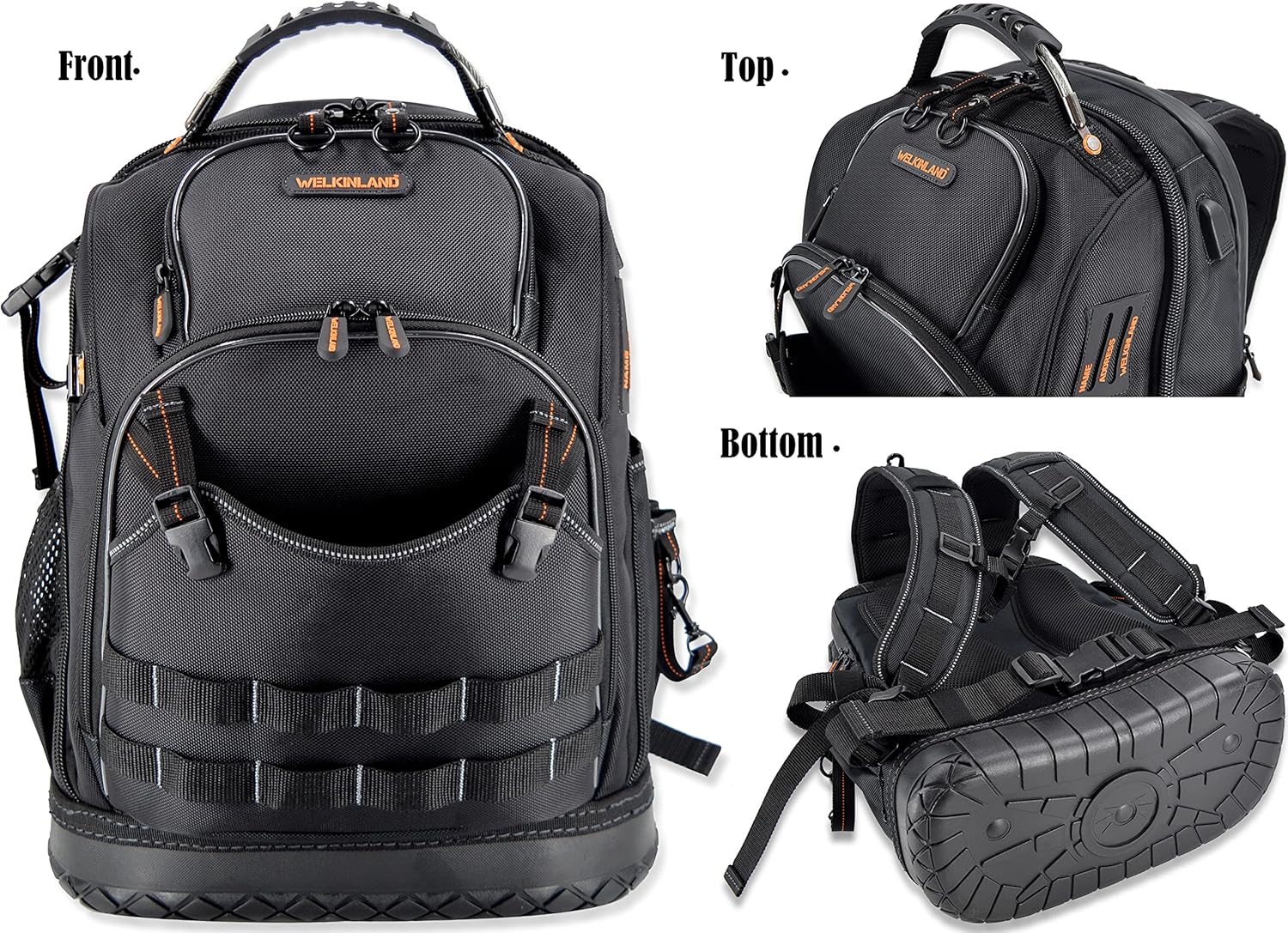 WELKINLAND 77-Pockets Tool backpack, Tool backpack for men, HVAC tool bag backpack, Electricians backpack tool bag, Large electrician backpack, Tool backpack,Tool backpack for construction