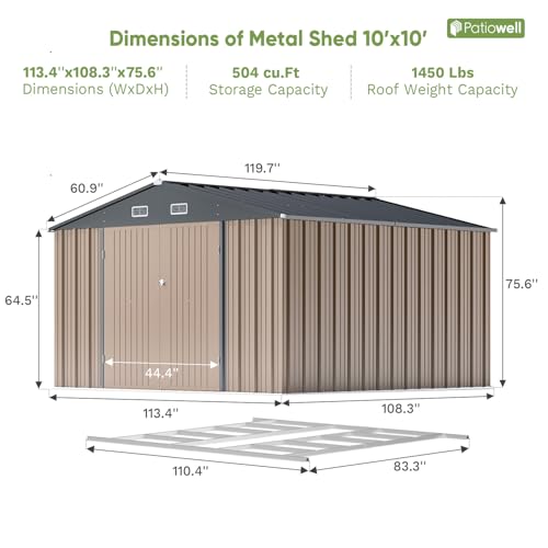 Patiowell 3 x 3 FT Outdoor Storage Shed,Small Garden Tool Storage Shed with Sloping Roof and Single Lockable Door, Outdoor Shed for Backyard Garden Patio Lawn, Grey