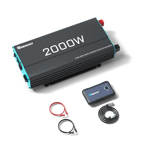 Renogy Inverter PUH, 3000W Pure Sine Wave Power Inverter with UPS Transfer Switch & Bluetooth, 12V DC to 120V AC Converter for RV, Truck, Home,Camping - 6000W Surge Power, Remote Monitoring