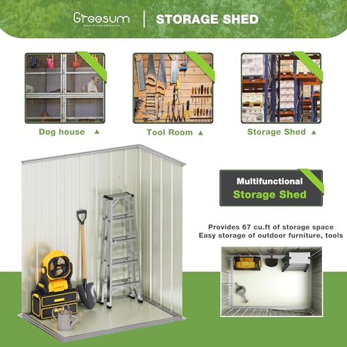 Greesum Outdoor Storage Shed 6 x 8 ft. Utility Tool Shed Metal Storage Garden Shed with Door & Lock for Patio Storage, Brown