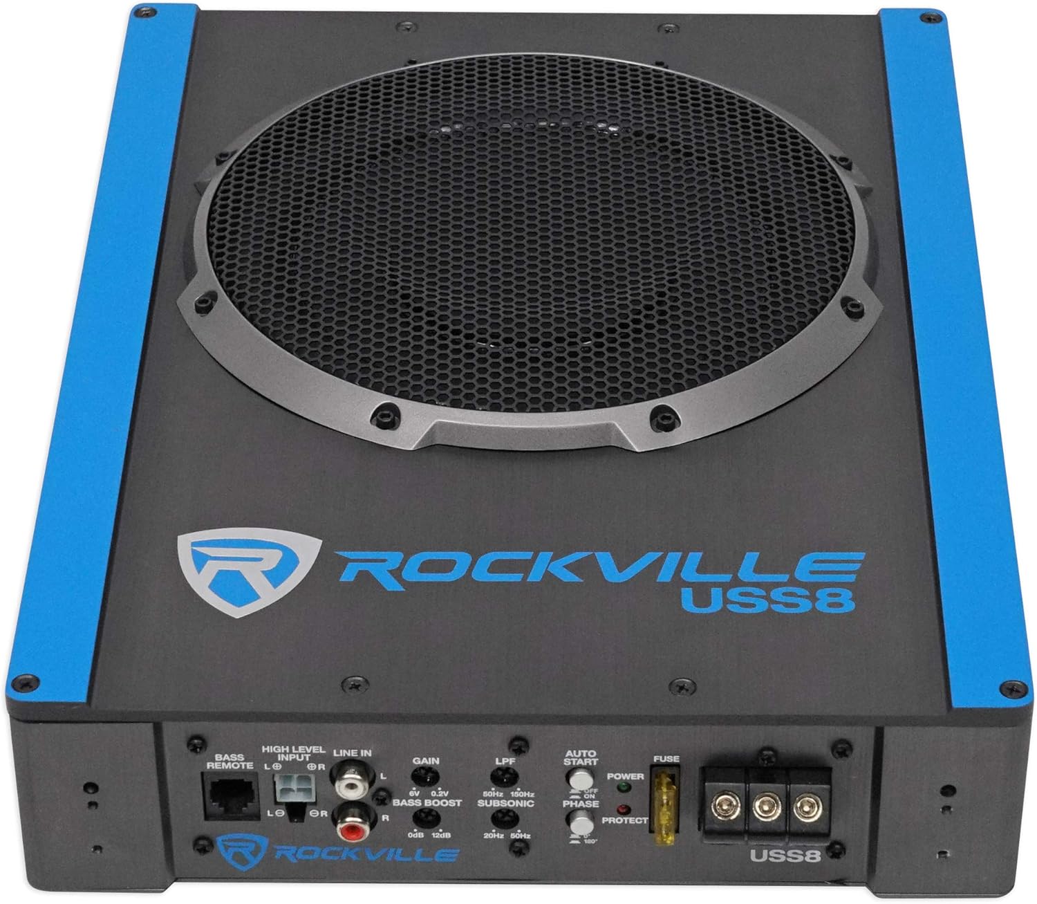 Rockville USS10 10 800w Slim Under-Seat Active Powered Car/Truck Subwoofer Sub