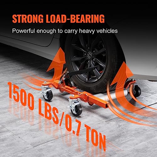 VEVOR Wheel Dolly, 1 Piece Wheel Dolly Car Skate, Heavy Duty Vehicle Positioning with Ratcheting Foot Pedal, Ratchet Type Tire Skate Tire Jack for Car Truck RV Trailer, 1500 LBS