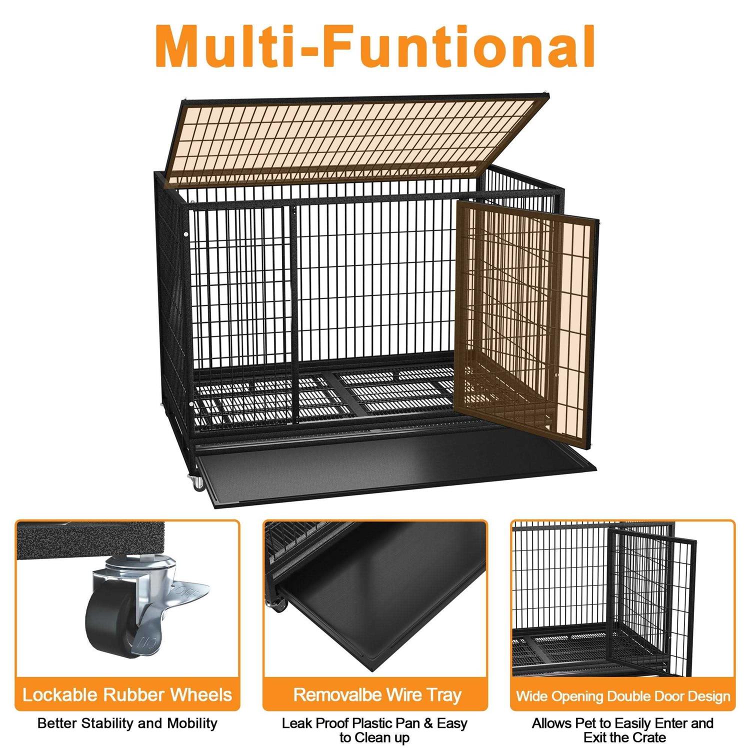 Boldbone 48/38 inch Heavy Duty Dog Crate for Large Dogs Dog Kennels and Metal Wire Cages - Pet Supplies online store
