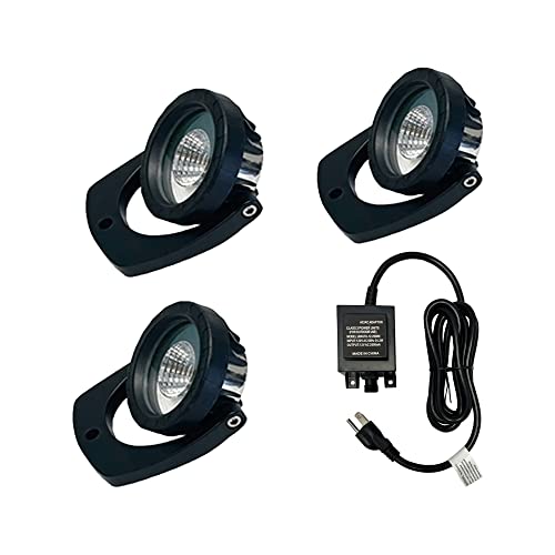 HALF OFF PONDS LumiNight Pond and Landscape Lighting - (3) 3-Watt LED White Light Kit for Floating Fountains w/ 100' QD Cord