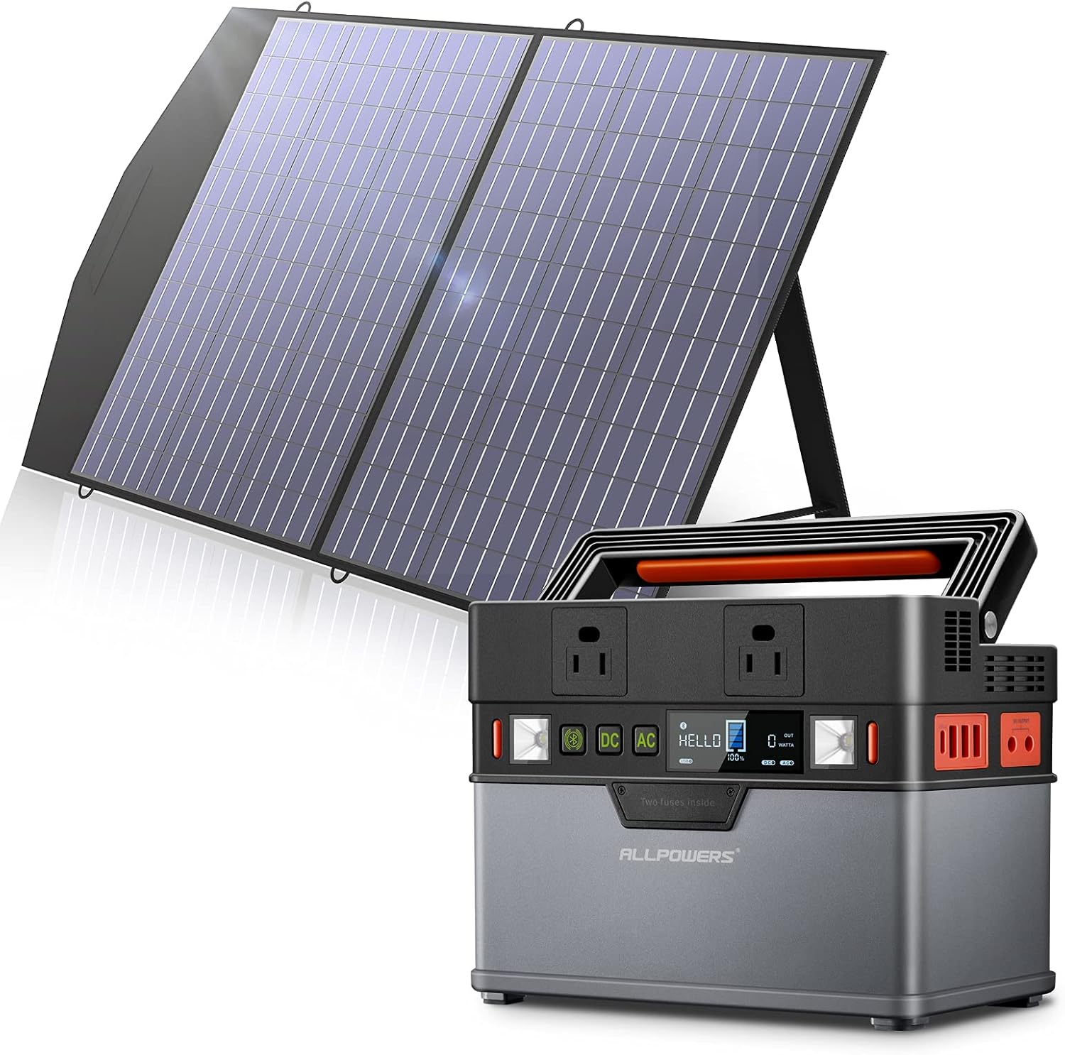 ALLPOWERS Mini Portable Power Station 300W, 288Wh/110V/78000mAh Backup Battery Power Supply with Portable Solar Panel 100W, Foldable Solar Panel Charger for Home Use Camping Emergency