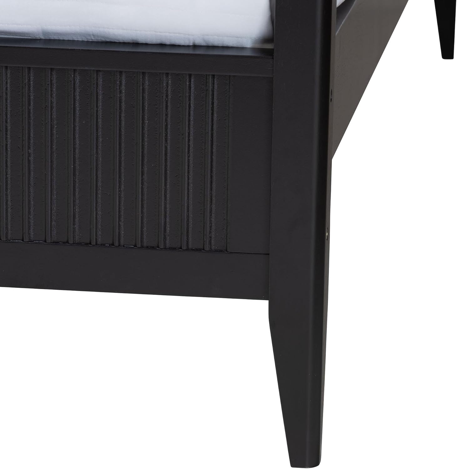 Baxton Studio Primrose Fluted Wood Canopy Bed, King, Black