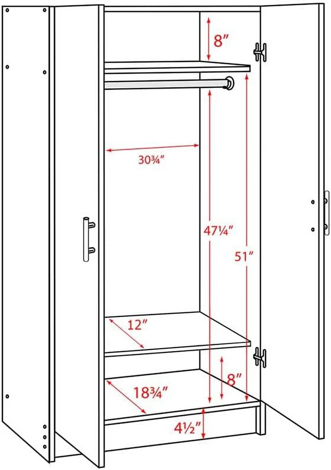 Contemporary 32" Wardrobe Armoire In Espresso