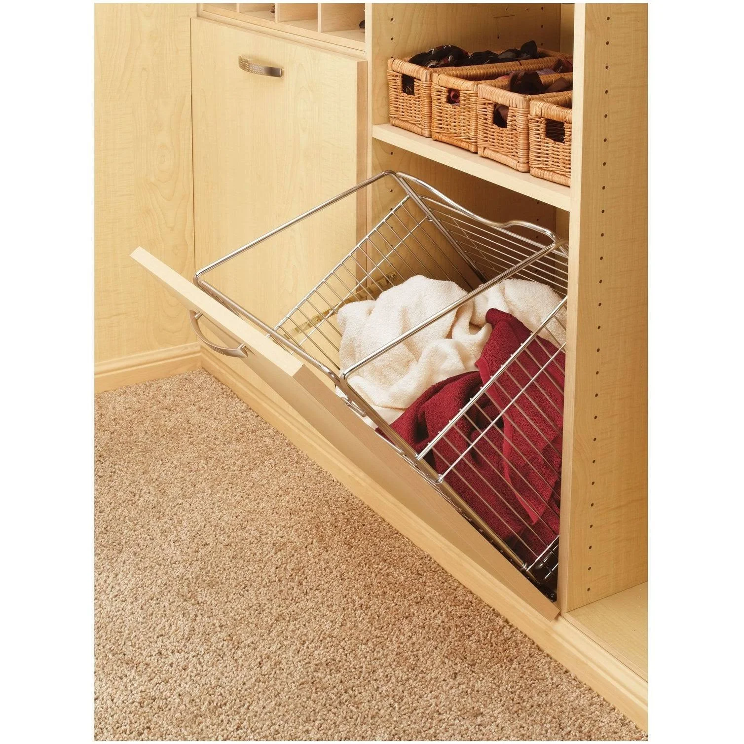 Rev-A-Shelf Tilt Out Hamper Basket, Satin Nickel