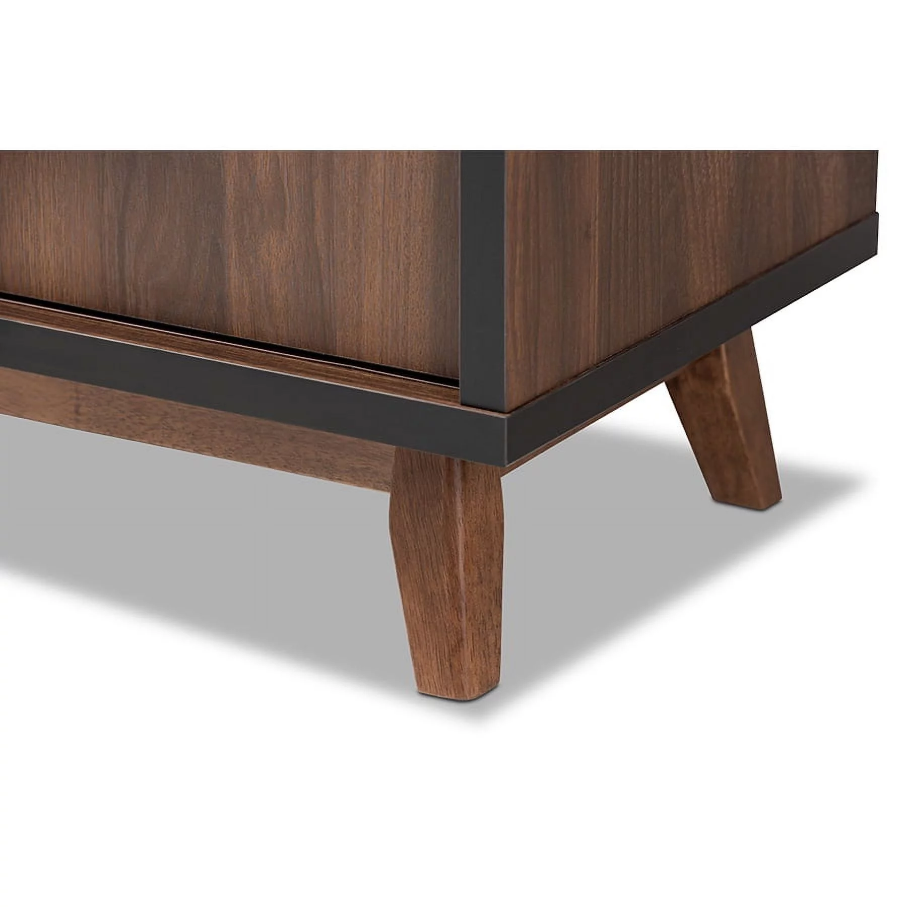 Baxton Studio Margo Mid-Century Modern Two-Tone Walnut Brown and Black Finished Wood Wine Storage Cabinet