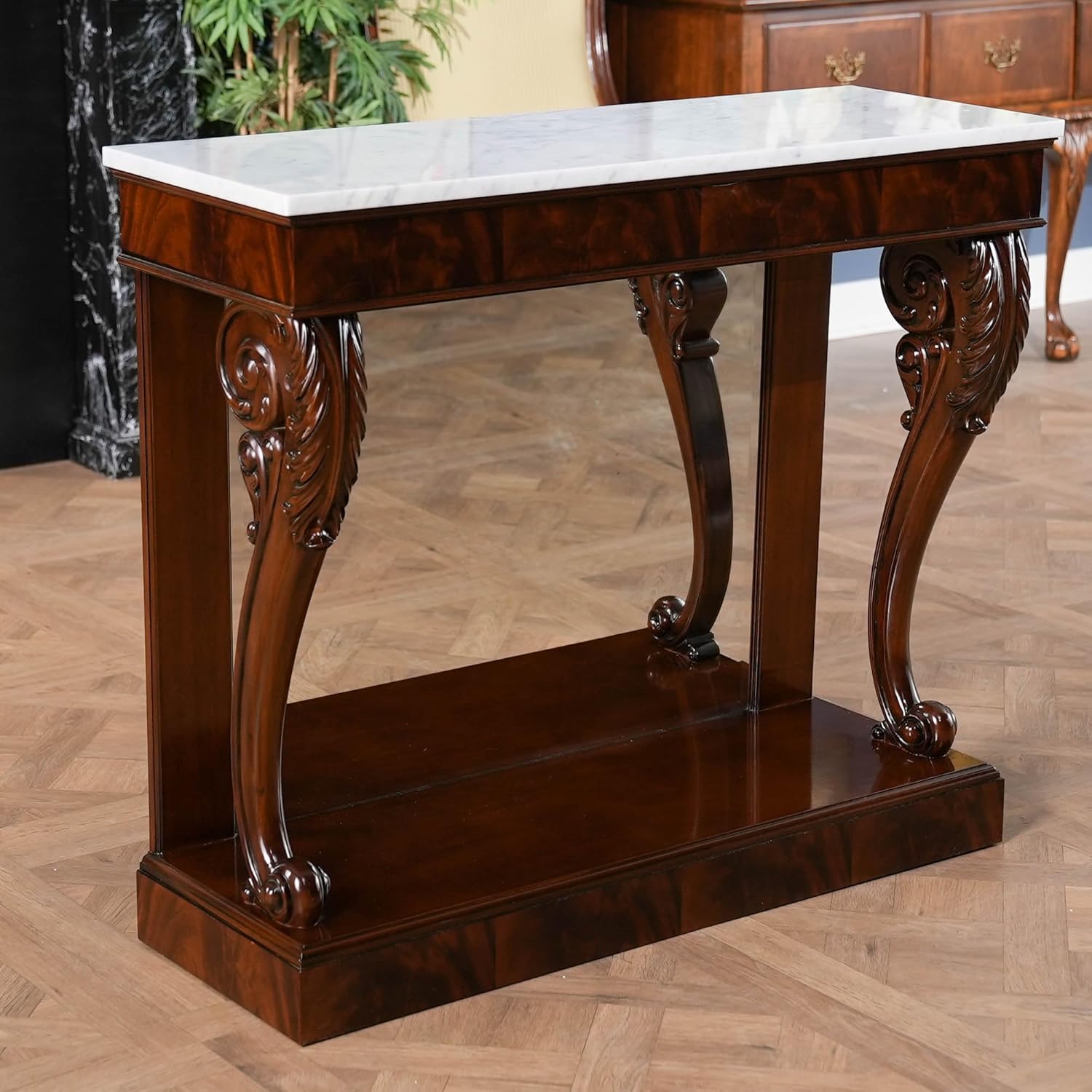NOC051 Mahogany Marble Top Console