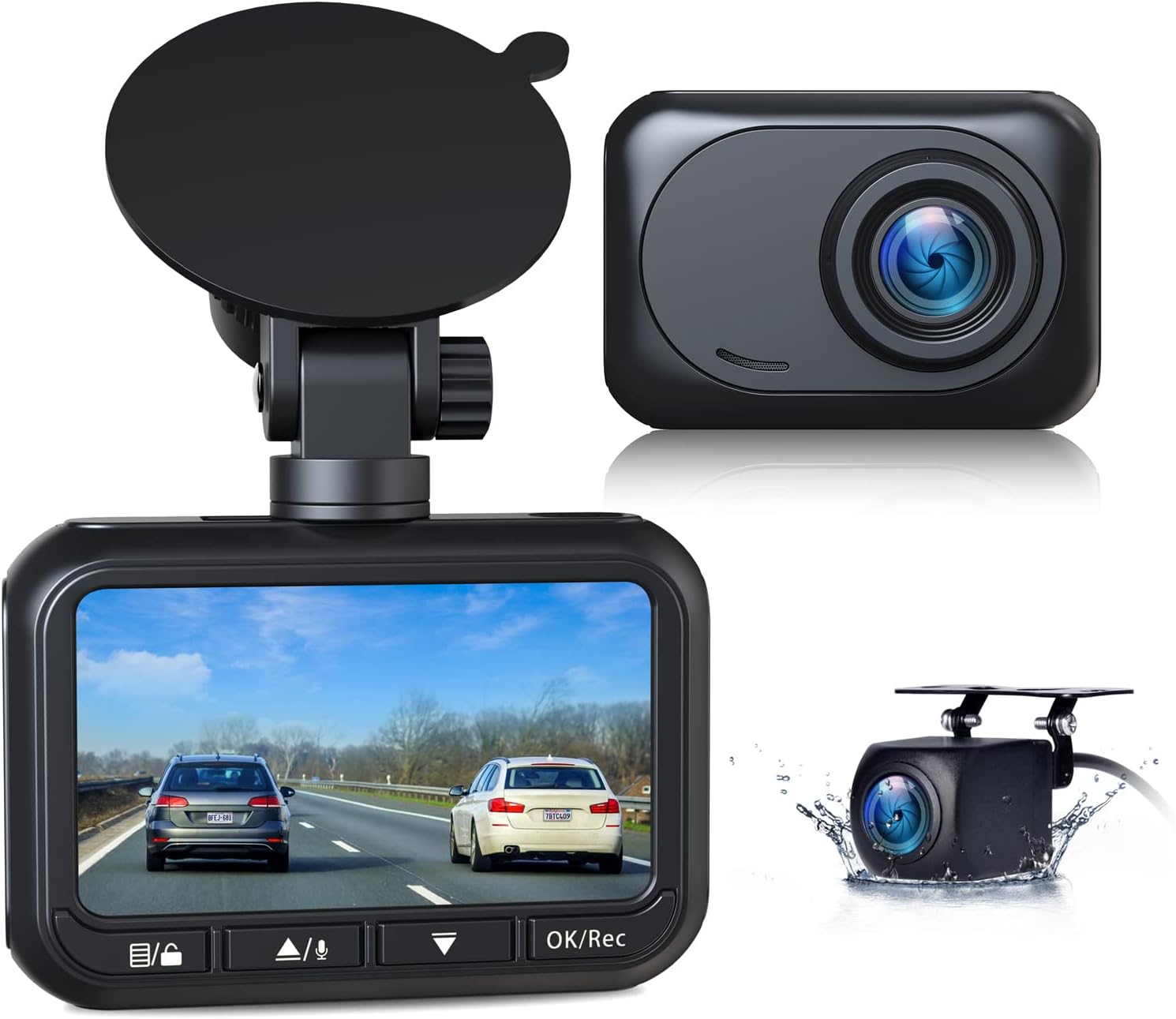 Dash Camera for Cars 1080P Full HD Dual Dash Cam Front and Rear, 2.45" IPS Screen in Car Camera with Waterproof Backup cam,170°Wide Angle WDR Motion Detection Parking Monitor G-Sensor Pack of 2