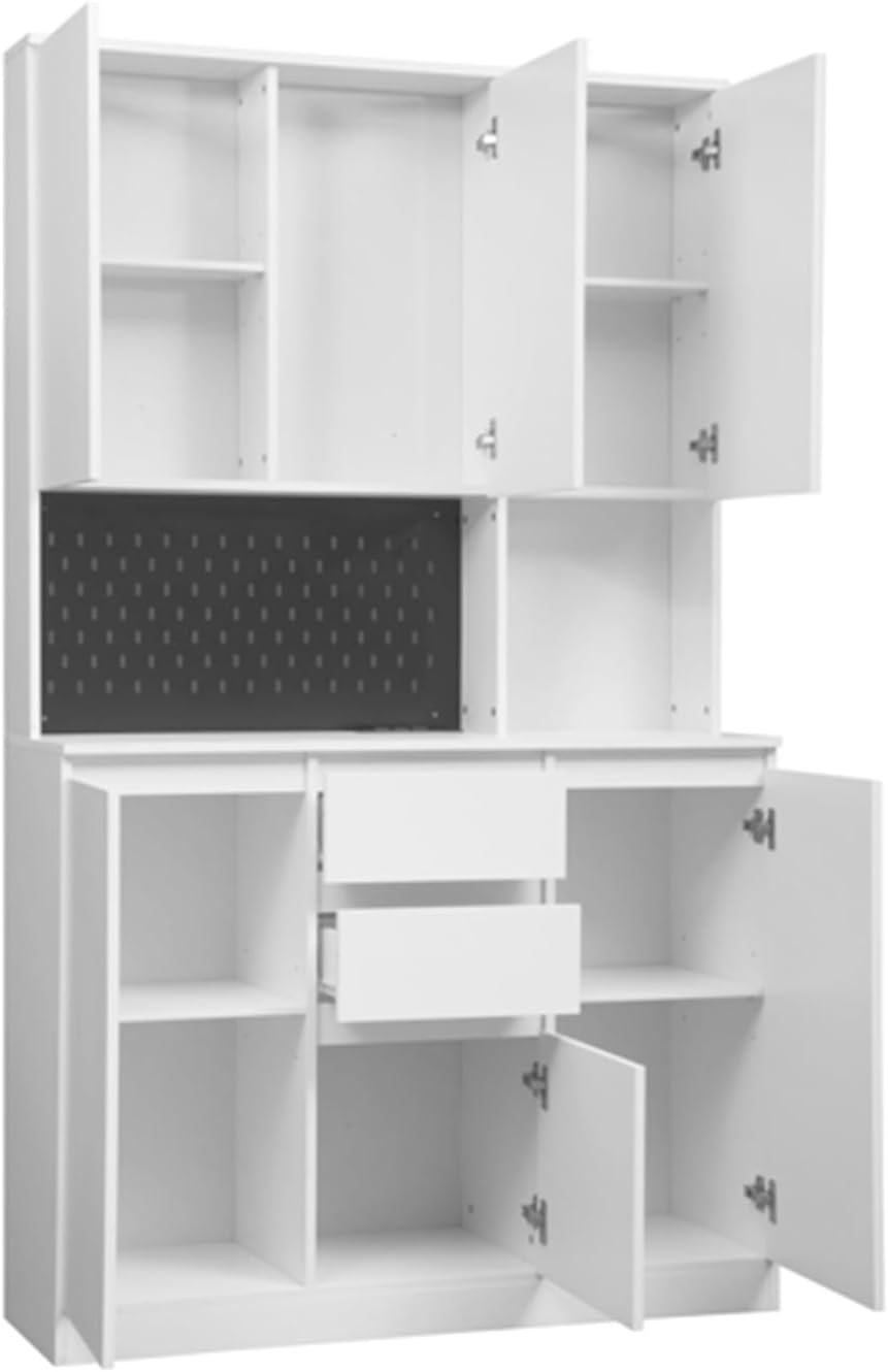 74" Kitchen Pantry Cabinet with Charging Station,Freestanding Buffet Cupboards Sideboard with Drawer,Modern Pantry Cabinet with Microwave Stand for Kitchen,Living Room,Dinning Room