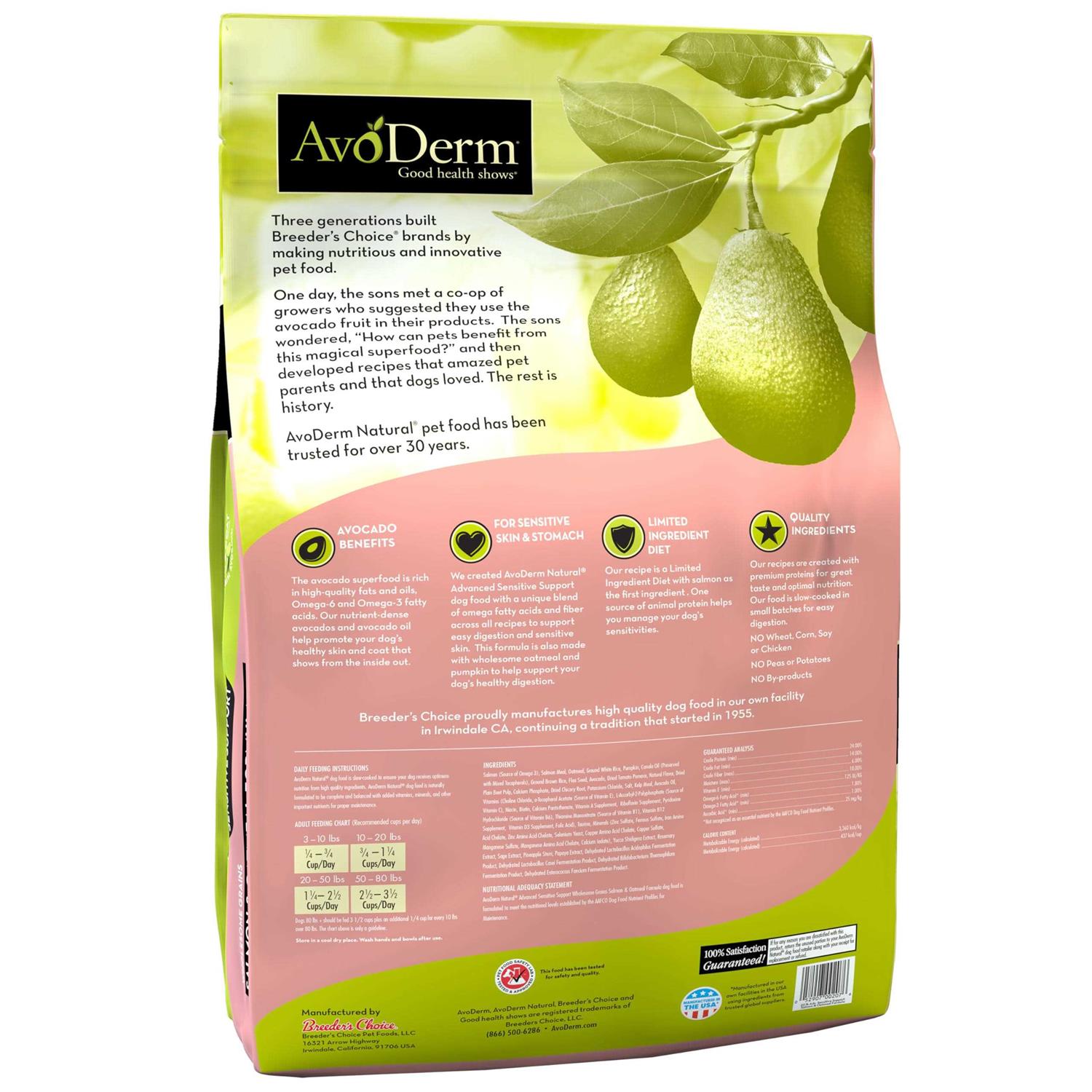 AvoDerm Advanced Sensitive Support Salmon &amp; Oatmeal Formula Dry Dog Food - Pet Supplies online store