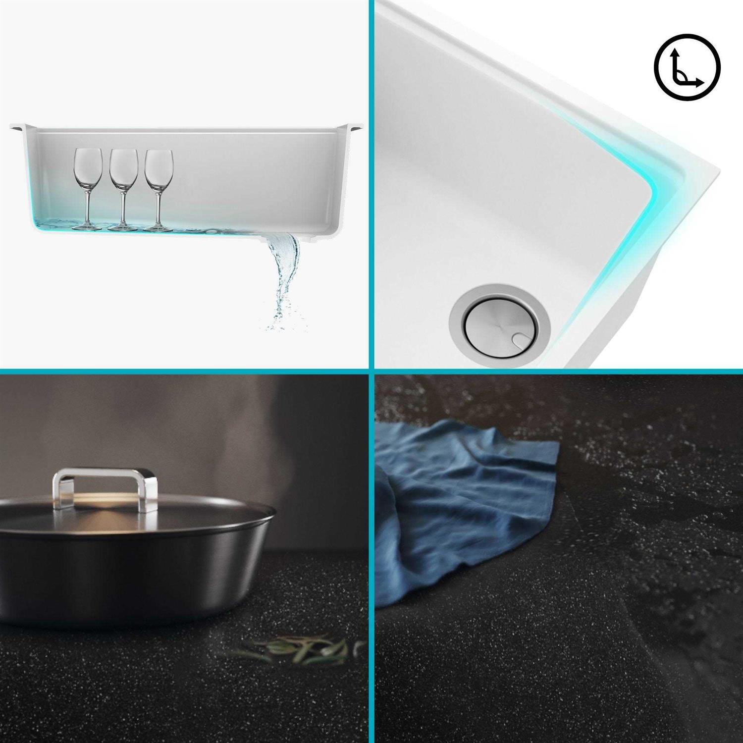 Kraus Bellucci Workstation 33 inch Undermount Granite Composite Single Bowl Kitchen Sink KGUW1-33WH
