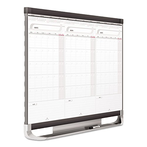 Quartet Prestige 2 Sliding Three Month Calendar Board, 3 x 2 Feet, Total Erase Surface (CMP32P2),Graphite, White