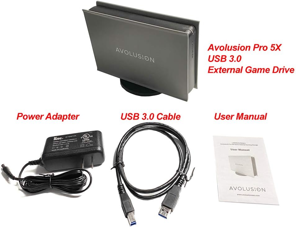 Avolusion PRO-5X Series 8TB USB 3.0 External Gaming Hard Drive Works for PS4 Original, Slim & Pro (Grey)