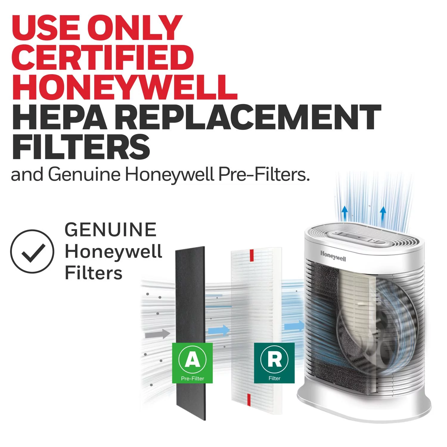 Honeywell Air Purifier, HPA304, 465 sq ft, HEPA Filter, Allergen, Smoke, Pollen, Dust Reducer
