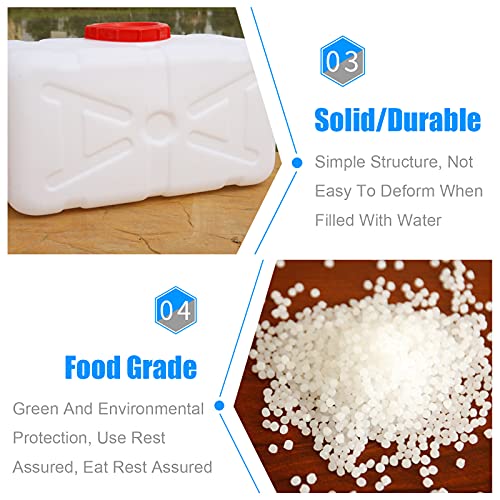 Water Tank White Water Container with Faucet 30L/70L/140L Portable Water Storage Jug Food Grade Horizontal Square Water Tan,Perfect for Outdoors Camping Hiking Emergency