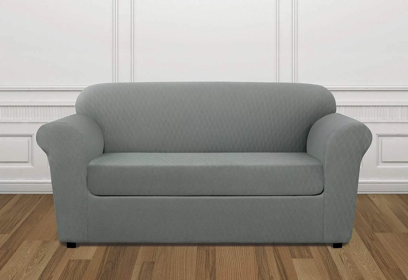 Sure fit Stretch Lattice diamond SOFA Slipcover sure fit Surf gray blue
