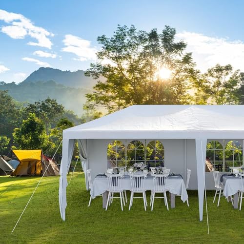 Devoko 10'x30' Heavy Duty White Party Tent - Waterproof Outdoor Wedding Canopy for Backyard, Patio & Events